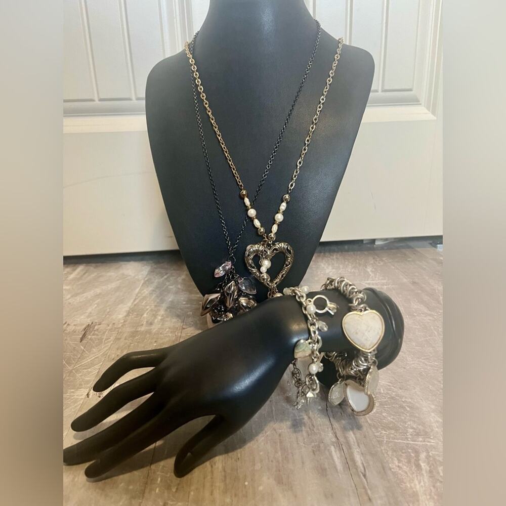 Heart jewelry bundle, 2 necklaces, 2 bracelets